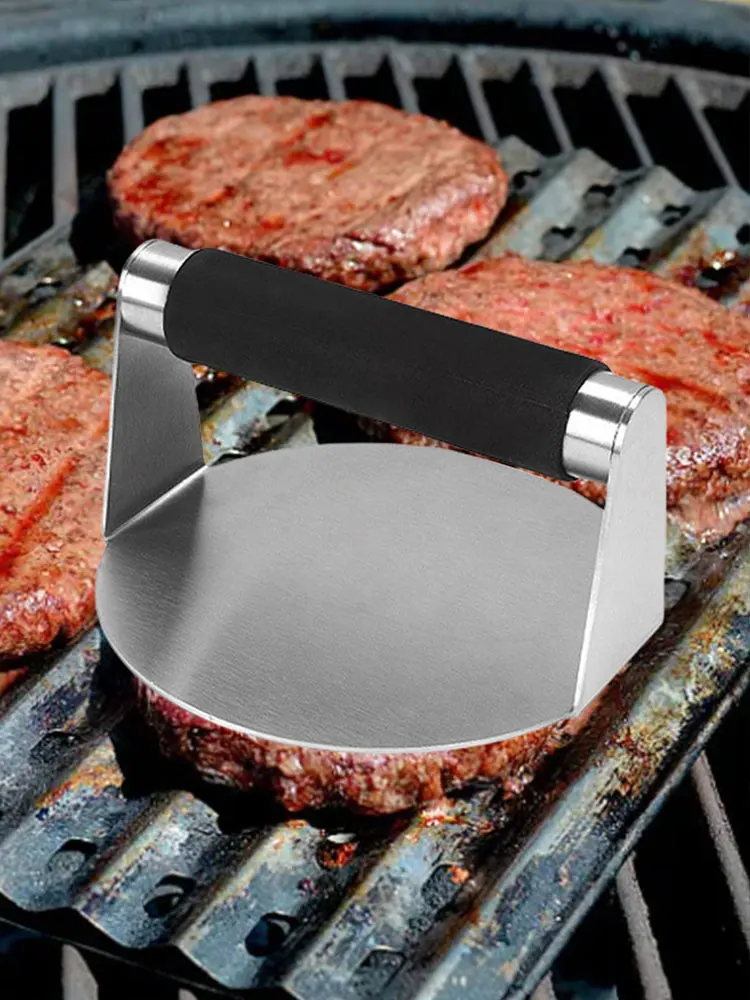 Stainless Steel 5.5 Inch Smash Burger Press with Anti-Scald Handle Bacon Grill Hamburger Smasher Tool for Smashburger Bacon Meat