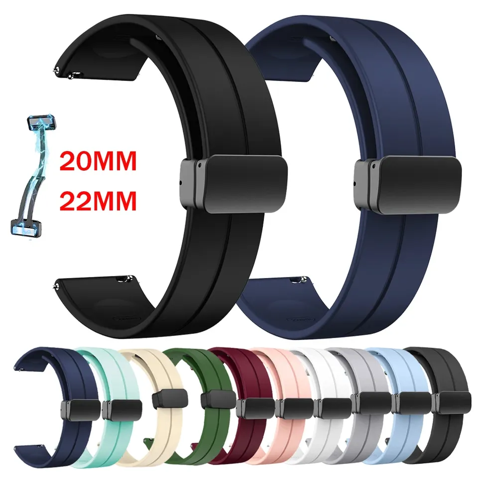 20mm 22mm Magnetic clasp Strap For Garmin Forerunner 265 255 645 245 Music/Venu 3 2 Sq/Venu 2 Plus Band Sports Silicone Bracelet