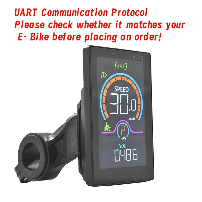 M5C-2 E-Bike Bluetooth LCD Display Electric Scooter Speedometer LCD Panel UART For Mountain Electric Bike 6PIN