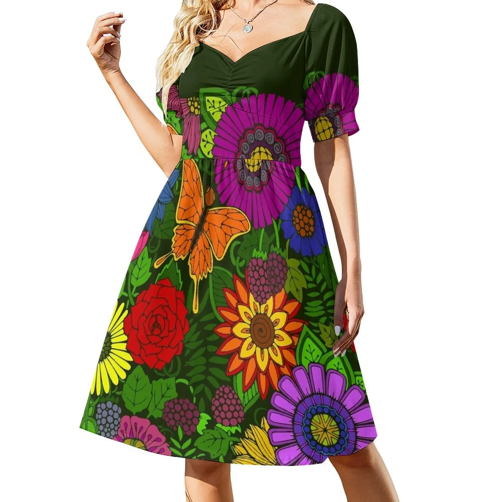 

Beautiful Botanical Floral Art Sleeveless Dress elegant women's dresses sale wedding dresses for parties Women's long dress