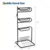 Heavy Duty 3 Tier Freestanding Saddle Rack Stand, 76cm x 76cm x 173cm Rotatable & Removable Arms, Horse Tack Organizer for English & Western Saddles, Blankets & Gear, Black Stable Storage