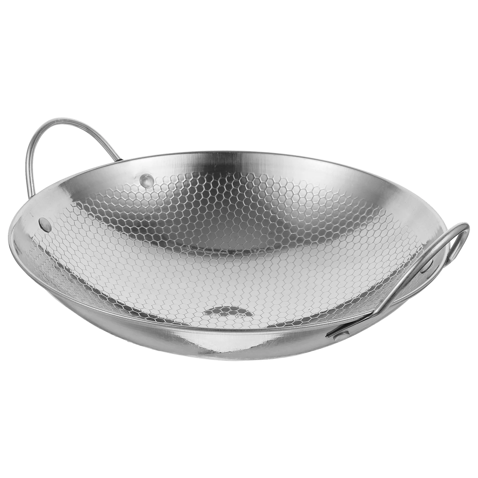 

Frying Cooking Pot 8 Inch Stainless Steel Stock Pot Stir Fry Pan Stewpot Skillet Round Bottom Chinese Wok Pan Binaural Wok
