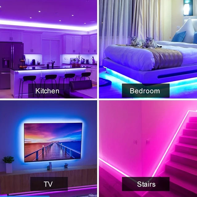 Bande lumineuse LED RVB avec télécommande, lampe à ruban flexible pour chambre, fête, bureau TV, décoration de chambre, diviseur de musique, USB, 5V 6