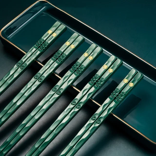 Reusable Non-Slip Chopsticks - Set of 5 Pairs, Dishwasher Safe and Food Grade