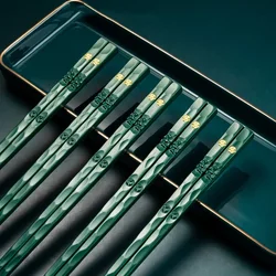 Reusable Non-Slip Chopsticks - Set of 5 Pairs, Dishwasher Safe and Food Grade (5Pairs Green)