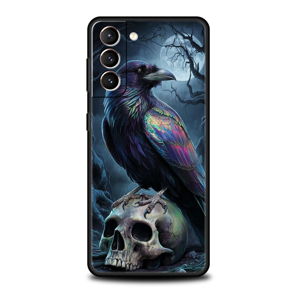 Raven Crow Skull Design Soft TPU Phone Case Cover