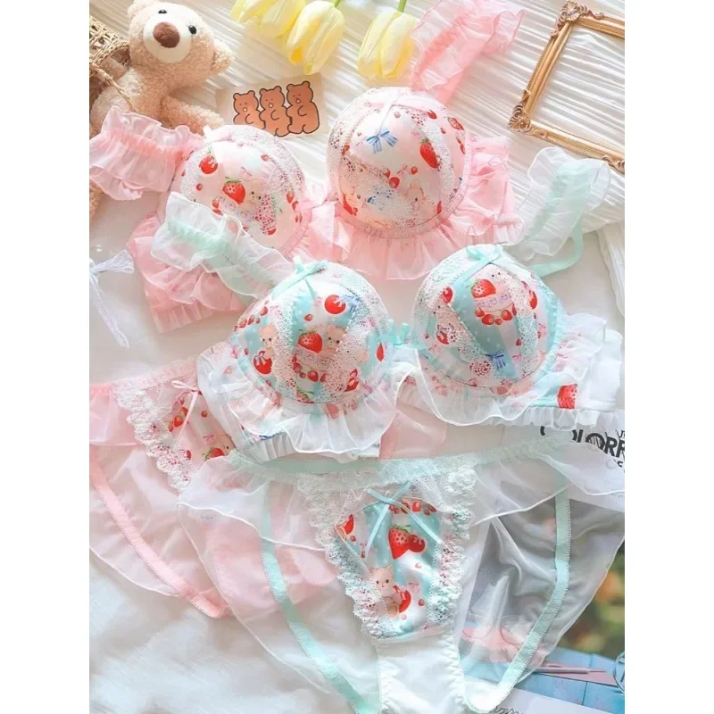 Japanese Cute Underwear for Women Without Ring, Empty Cup Bra Cover Princess Lolita Bra Cute 2