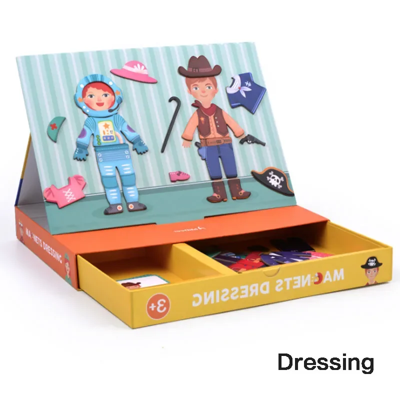 Mideer Wooden Magnetic traffic geometric Activities Dressing Puzzles Game Set Fun Reusable Stickers Kids Educational Toys 6