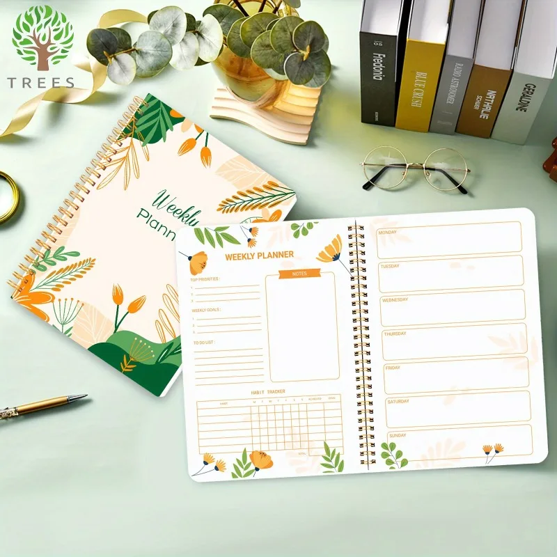 

Spiral Undated To-Do Weekly Planner Schedule Planner Notebook Habit Tracker Comes with Notes School Office Supplies