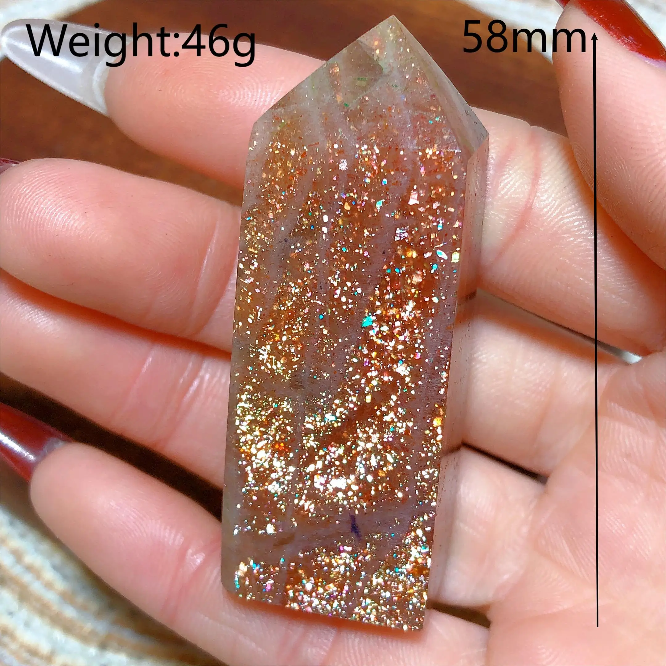 Natural Crystal Gem Sunstone Tower Wholesale Rainbow Golden Flash