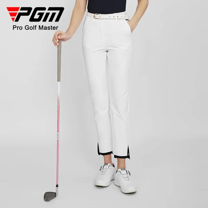 

PGM New Women's Golf Pants Summer Sports Breathable Color-blocking Split Hem Capris Quick-drying Easy-care Lady Golf Clothing