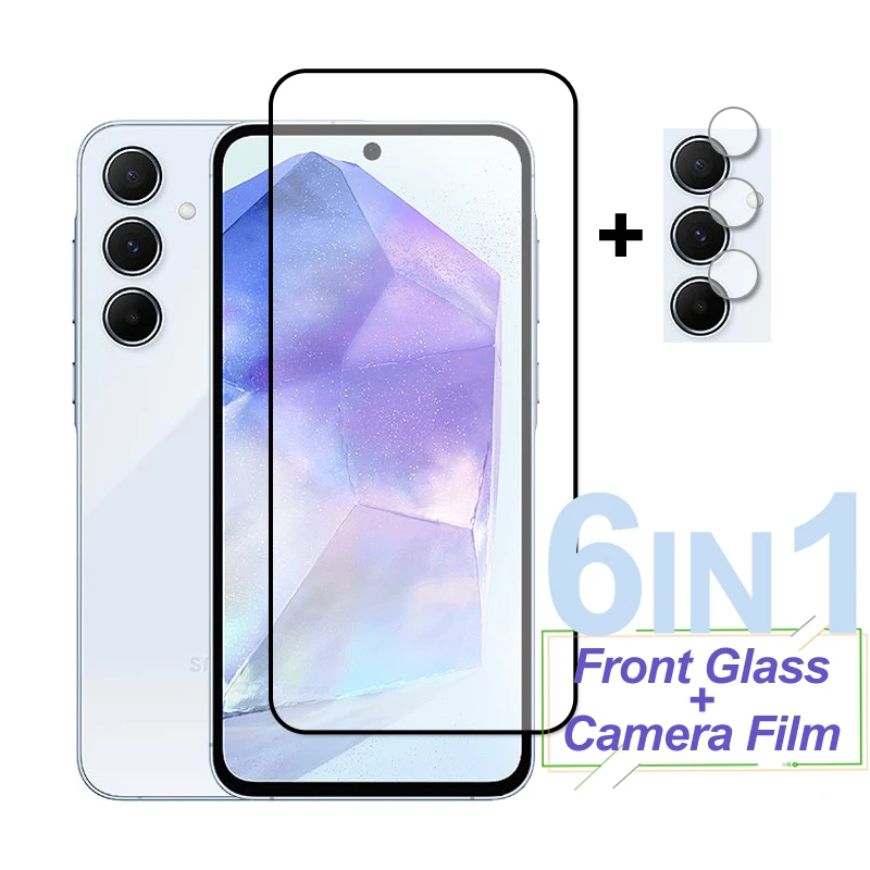 

For Samsung Galaxy A55 Glass Screen Protector Full Cover Tempered Glass Protective Camera Lens Film For Samsung A55 A35 A25 A15