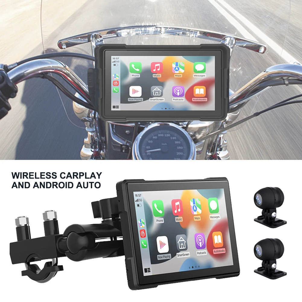 Wireless Moto Carplay Display Lcd Touchscreen Wireless Apple Carplay Android Auto Moto Carplay Con Dash Cam Anteriore Posteriore