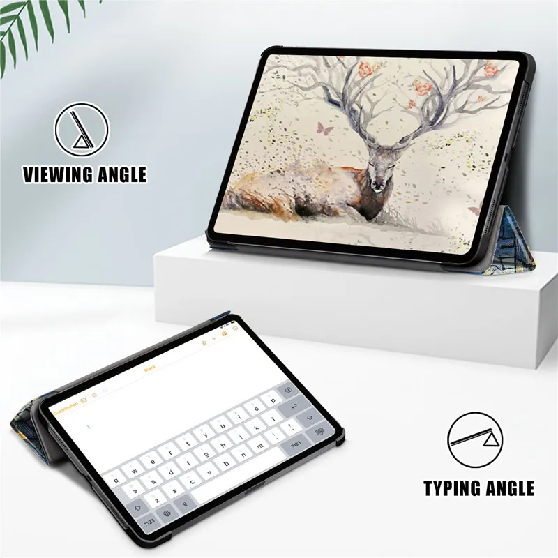 Premium PU Leather Magnetic Folding Tablet Cover - Hard Back Protective Case