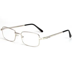 Premium Square Full Frame Reading Glasses with Real Glass Lenses - Anti - Scratch Diopter Eyewear - +200 (Silver)