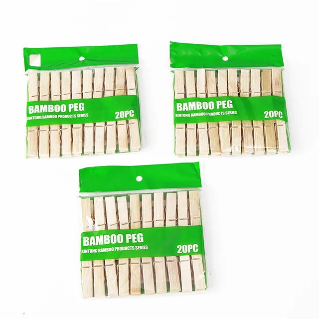 20 db Természetes Bambuszruhák Csapja Fa Zokni Ágynemű Szélálló Csapok Ruhacsipeszek Kézműves Klipek Háztartási Szerszámok Otthoni Kiegészítők - Image 6