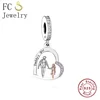 FC Jewelry Fit Original Charm Bracelet 925 Silver Dad Hero Father and Daughter Walk Together Bead For Making Father Day Berloque 3
