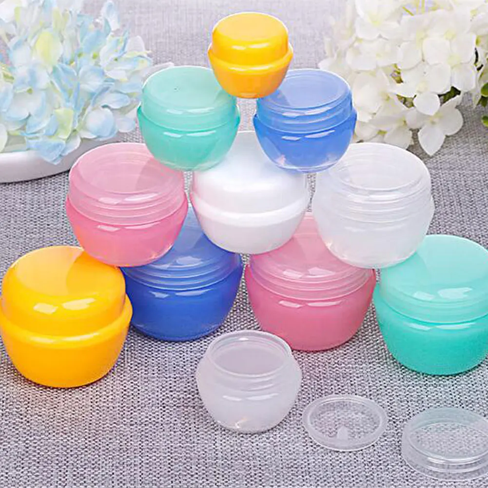 5PCS 5g 10 /20g 30g Plastic Empty Makeup Jars Pots Sample Bottles Travel Face Cream Balm Lotion Inner Lid Cosmetic C