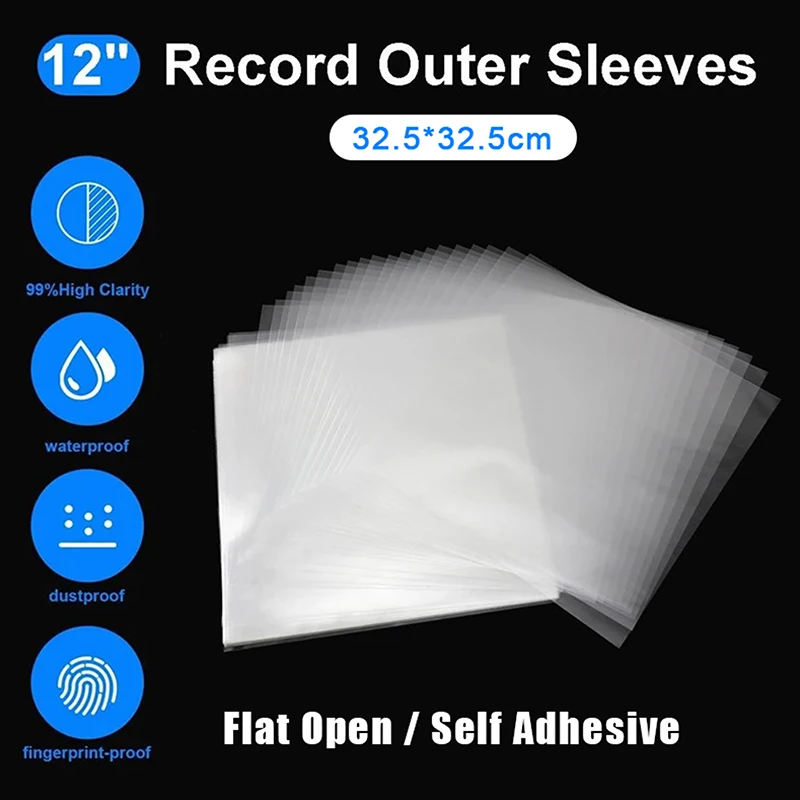 50Pcs 12inch Vinyl Record Protecter LP Self Adhesive Bag Plastic Outer Sleeves for CD Tape