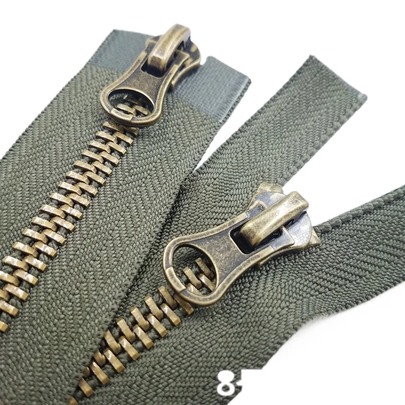 2pcs/Lot Vintage Large Metal Zipper Army Green Black Grey