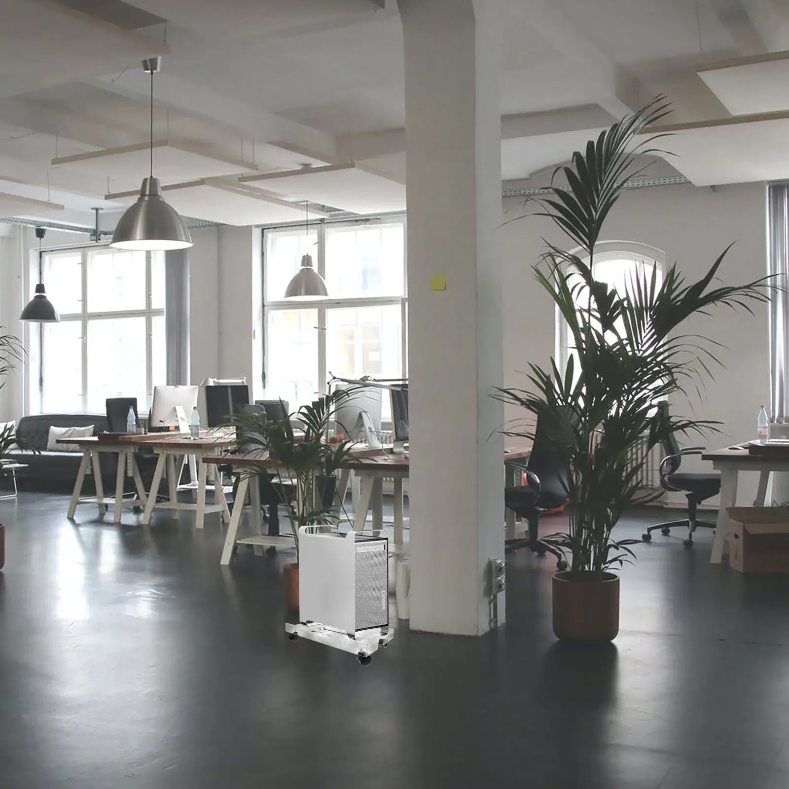 360도 회전 바퀴가 있는 조절 가능한 PC 타워 스탠드, 책상 아래 이동식 CPU 스탠드, 카펫용 롤링 PC 카트