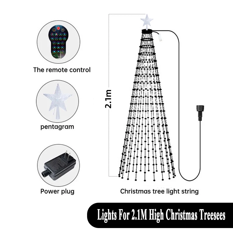 thumbnail image 1 of Guirnalda de luces para árbol de Navidad con aplicación DIY, imagen DIY, cadena de luces LED RGB, control por Bluetooth, cadena de luces LED para Navidad, 1 of 5