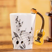 240ml Creative Music Ceramic Mug Guitar Violin Style Cute Coffee Tea Milk Stave Mugs And Cups with Handle Novelty Gifts 3