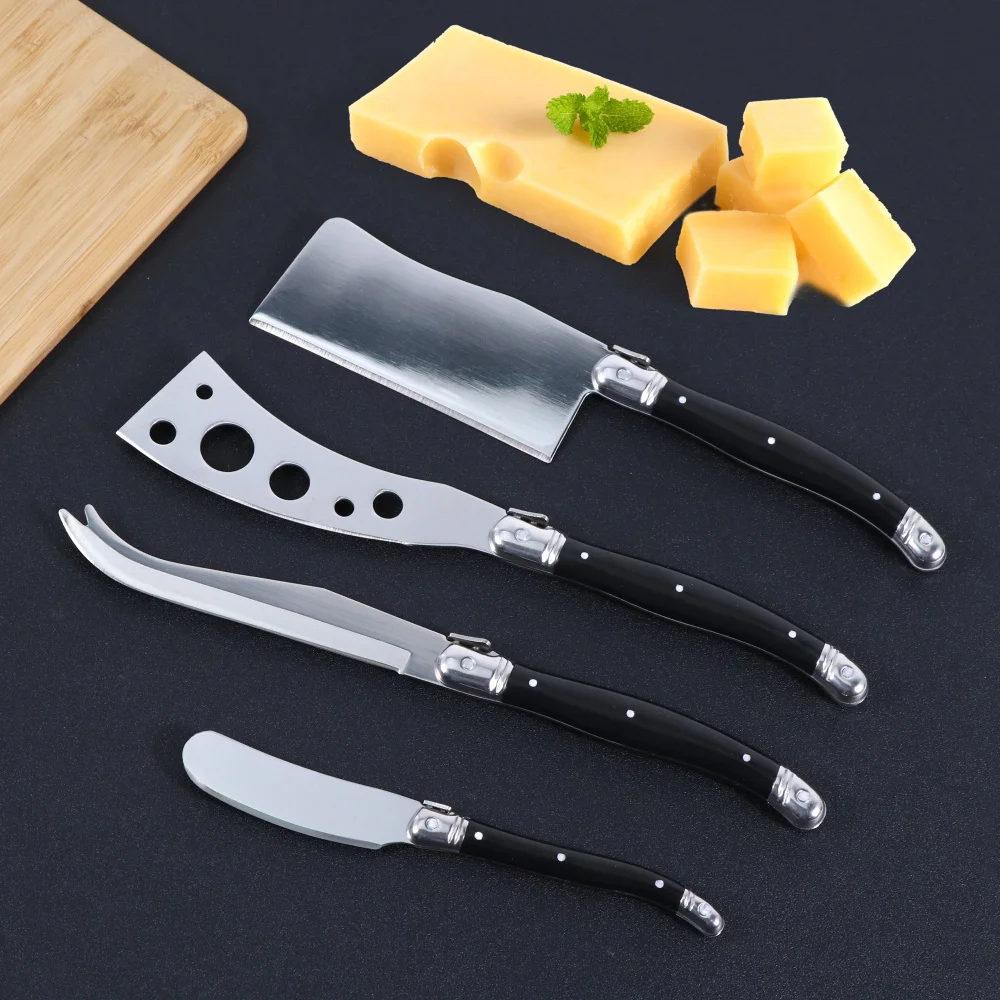 Jaswehome-Juego de cuchillos para queso Laguiole, esparcidor de  mantequilla, ABS negro, 2CR14SS, lanza de corte, cuchillo para Pizza,  herramientas inteligentes para queso - AliExpress