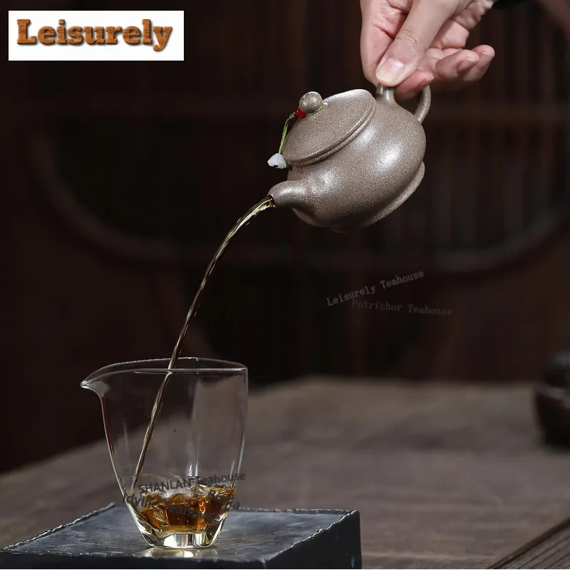 160ml Antique Yixing Purple Clay Teapots Handmade Pan Pot Raw Ore Multi-coloured Mud Kettle With Strainer Chinese Zisha Tea Set
