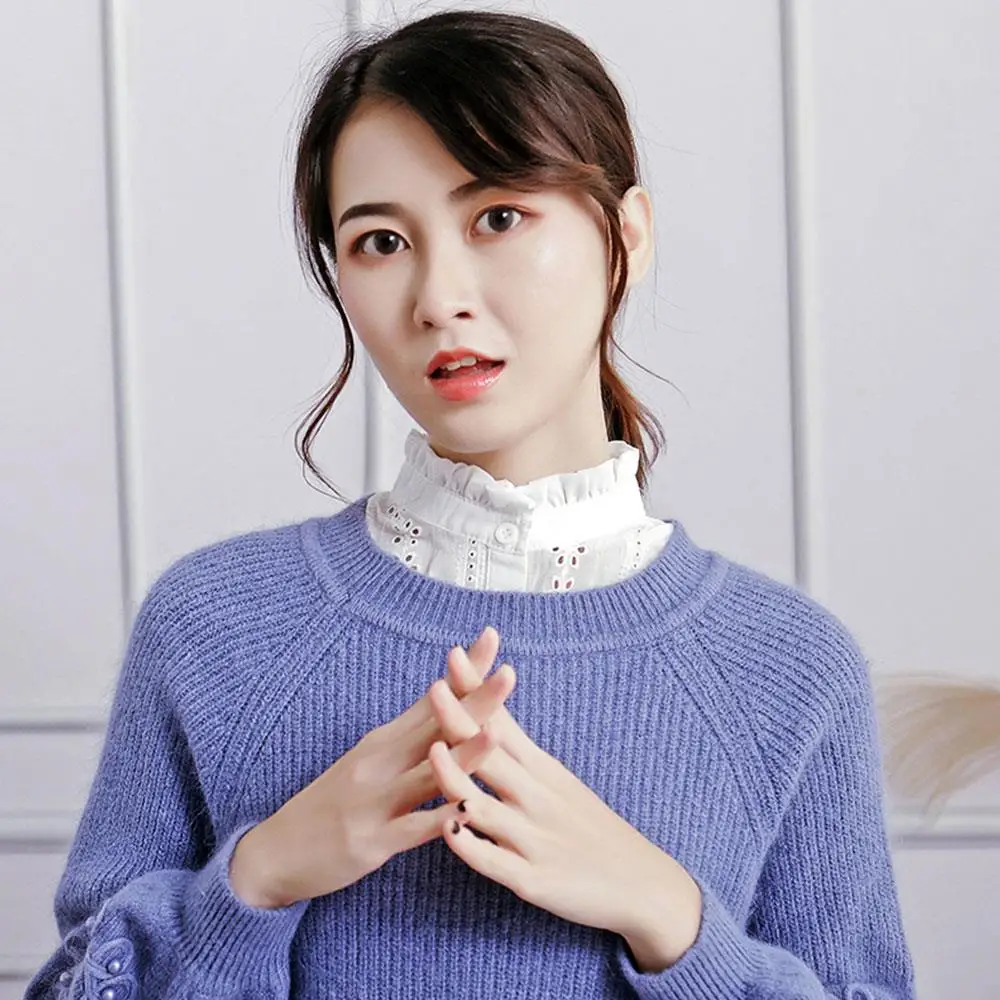Vintage Lace Ladies Fake Collar Fashion Korean Detachable Stand Collar Casual Half Shirt Style Collar Sweater Shirt Decor Collar