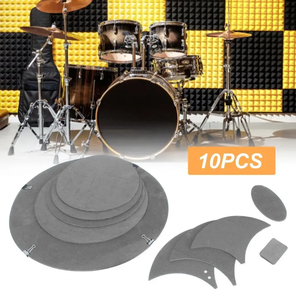 10Pcs/Set Drum Mute Pads Foldable Drum Silence Cushion Drum Quiet Mute Silencer Practice Pad