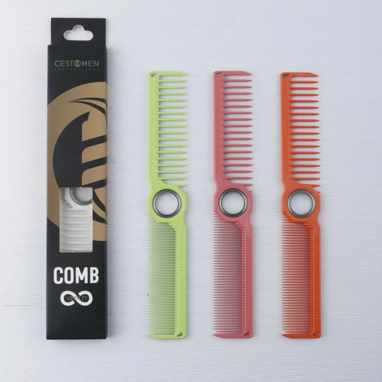 1 Stück Neues Design Fidget Spinning Barber Fade Haarschneidekamm für Männer und Frauen, doppelseitiger Kamm mit breiten und feinen Zähnen, glatter Haarkamm, Styling-Tool – Detail 18