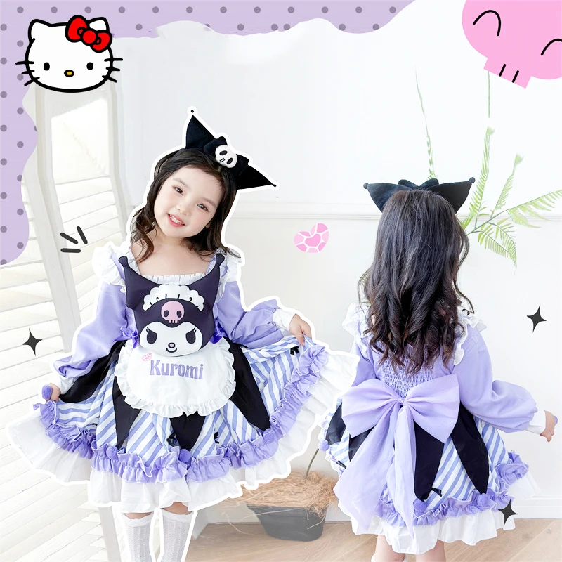 

Kawaii Sanrio Kuromi Skirt Cute Cartoon Children Winter Children Winter Lolita Princess Skirt Student Campus Puffy Dress Gift