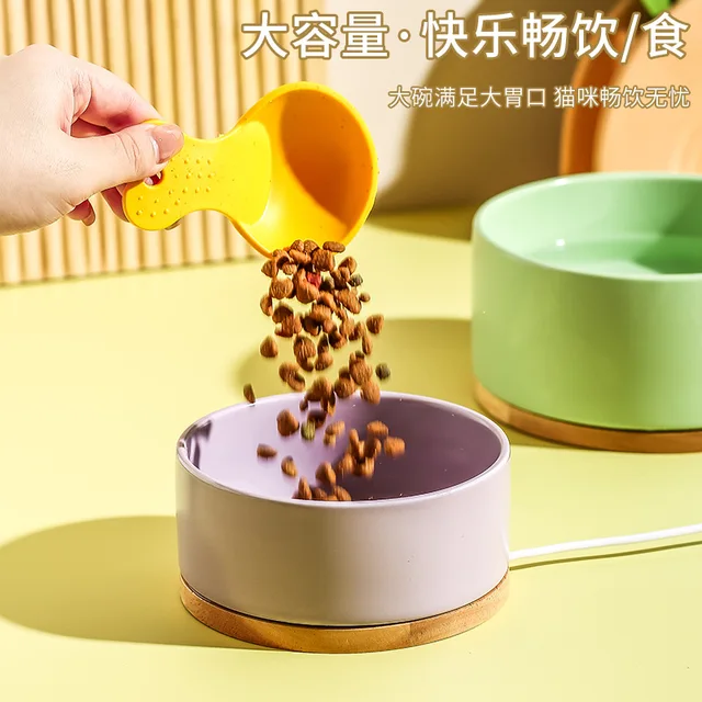 Winter Heated Cat Bowl Ceramic Pet Water Dispenser with Constant Temperature for Cats & Dogs Constant 35°C Pet Water Bowl Winter 4