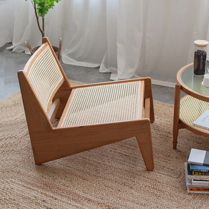 Nordic Solid Wood Rattan Armchair 5