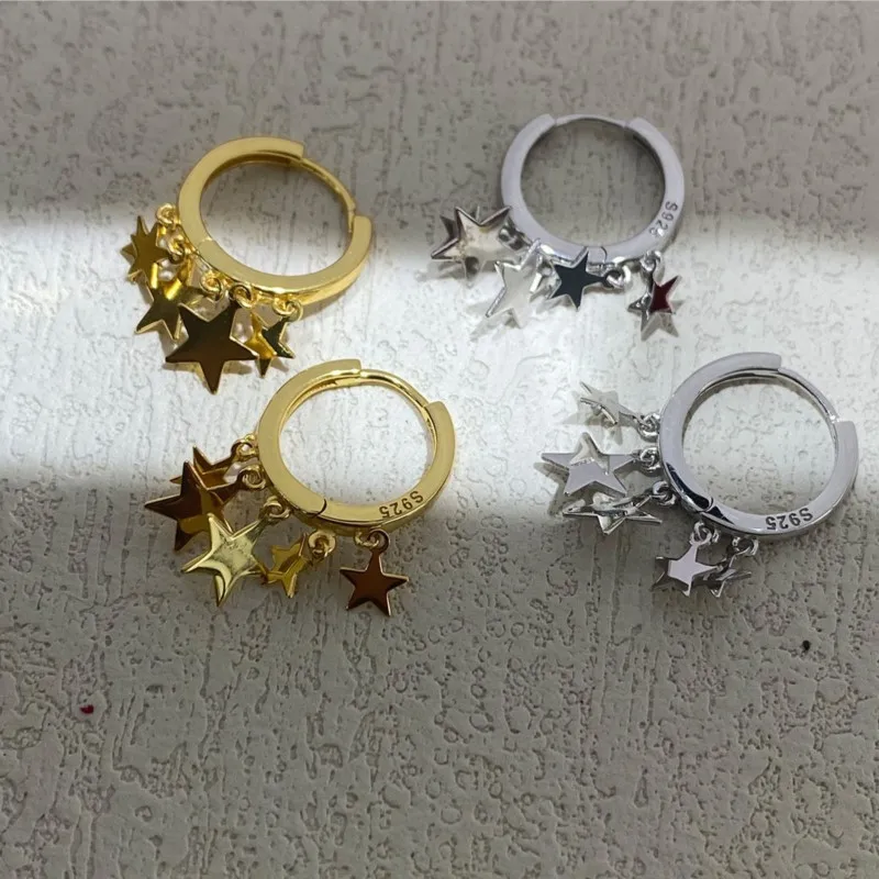 18k Gold-Plated Star Tassel Dangle Earrings for Women Vintage Simple Earring Jewelry Gifts Серьги Cеребро