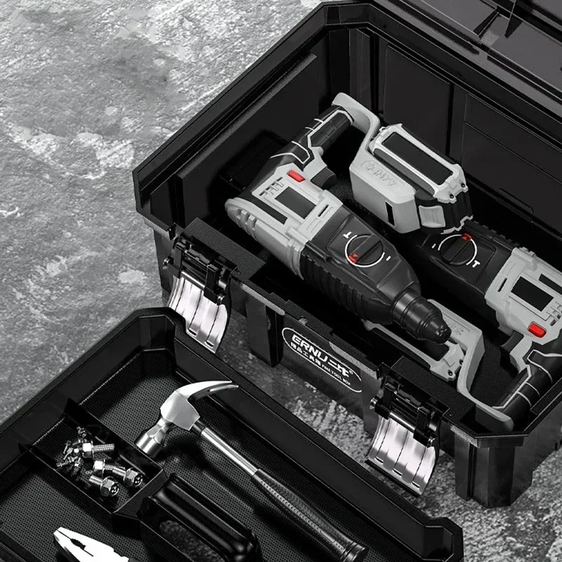 다기능 대형 도구 상자, 방수 충격 방지 밀폐 가정용 스토리지, 전기 기사 플라스틱 목공 도구 상자