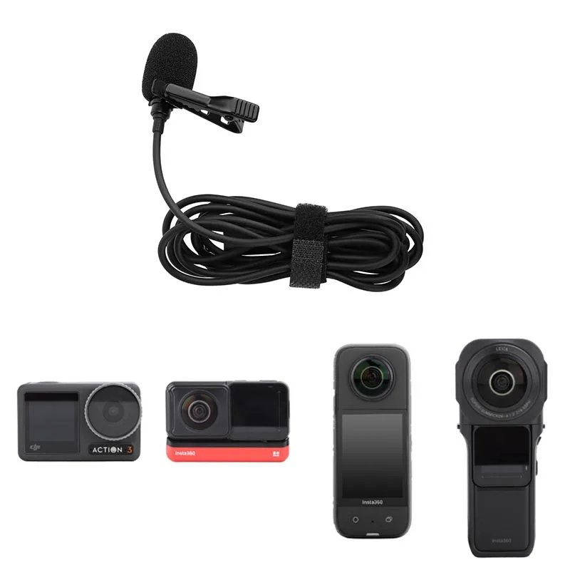 

Type-C Lavalier microphone no need mic adapter For Insta360 /R/Rs Action 3/2 hi-fi sound noise reduction camera Accessories