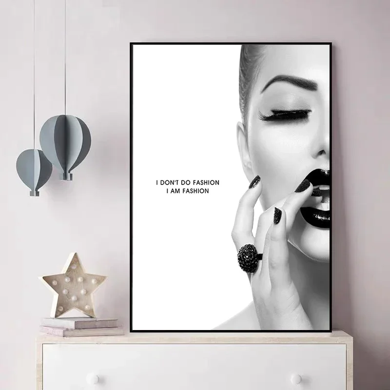 Canvas Paintings Modern Beauty Salon Poster Lash Eyebrow Nail Art Technician Room Decor Black White Decorative Wall Picture Deco - 5