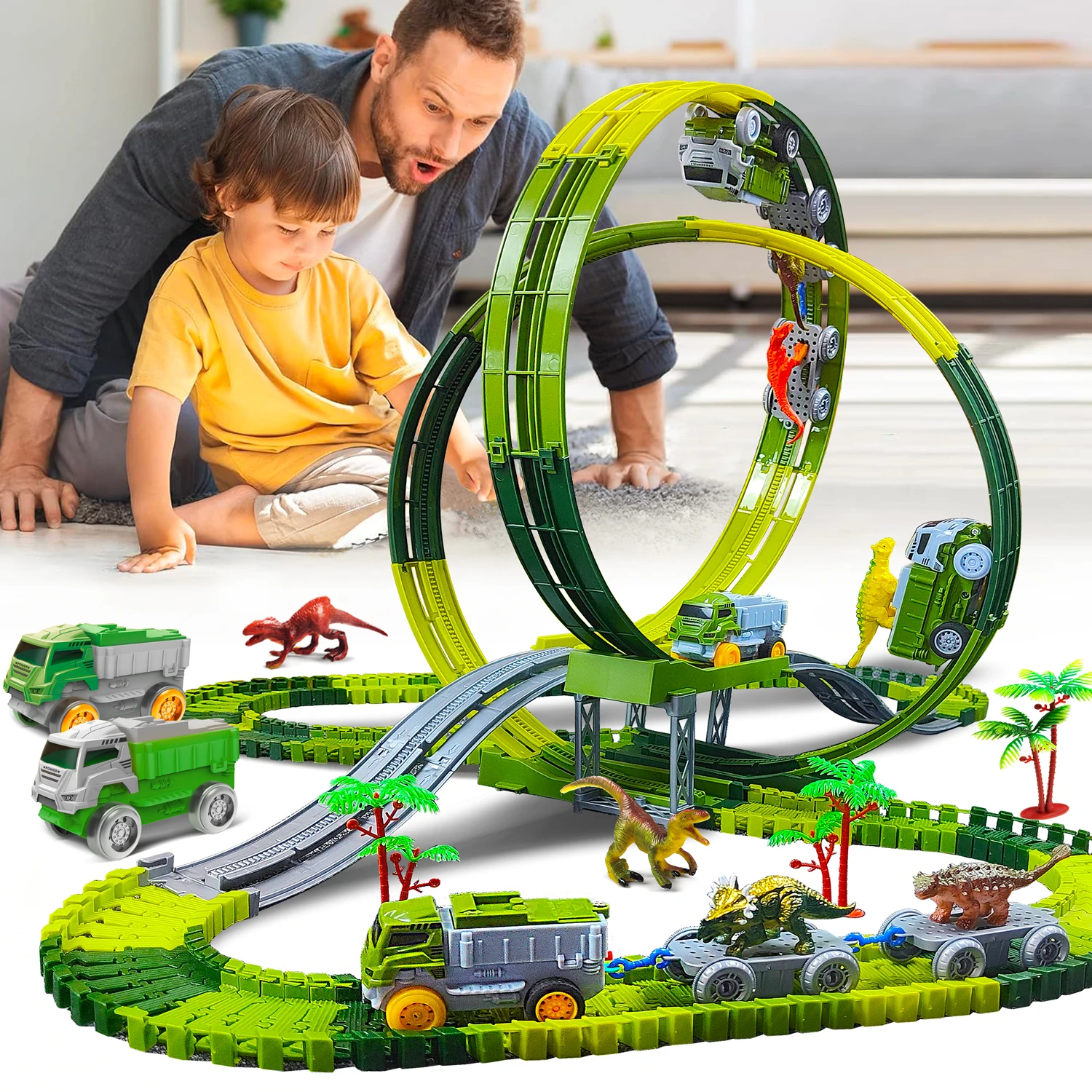 Dinosaur Toys Magic Climbing electric dinosaur car Track Railway Toy Bend Flexible Race Track High Quality Toy For Kid 5