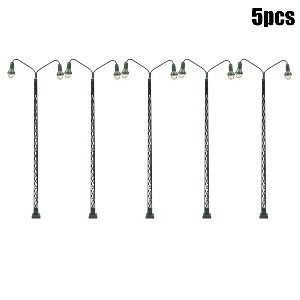 Model Railroad Lights 5Pcs Model Railroad Lights Lattice Mast Light Gauge H0 1:87 LED Light Layout Building Train Landscape Accessories Street Lamp
