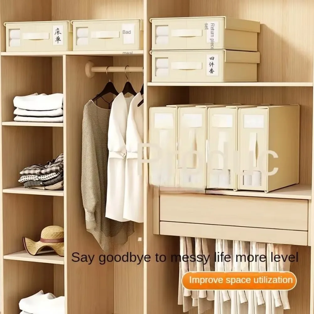 Creative Bed Sheet Storage Box Clothing Fabric Sheet 4-piece Organizer Wardrobe Blanket Quilt Cover Non-woven Storage Box 5