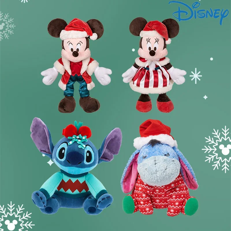 new-original-disney-christmas-series-mickey-minnie-stitch-ear-plush-doll-kawaii-soft-stuffed-throw-pillow-kids-christmas-gift