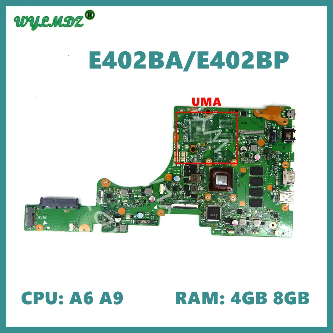 

E402BA with A9-9420 CPU 8GB RAM Mainboard For Asus VivoBook E402 E402B E402BA E402BP Laptop Motherboard 100% Tested