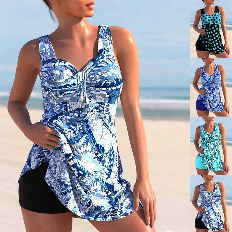 

Лето 2023, обычные танкини, новый дизайн, женские купальники с принтом, купальники из двух частей, комплект бикини, пляжная одежда, купальник, комплект купальников