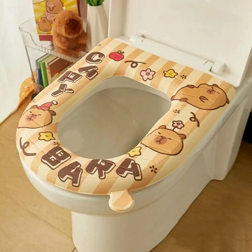 Universal Cartoon Capybara Toilet Seat Cover Reusable EVA Closestool Mat Waterproof Washable Toilet Lid Cushion