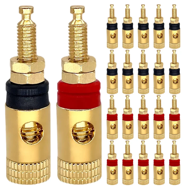 Cobre Speaker Terminal Connector Binding Post Amplificador Copper Gold-plated Banana Soquete Alto-falante de Áudio Pcs