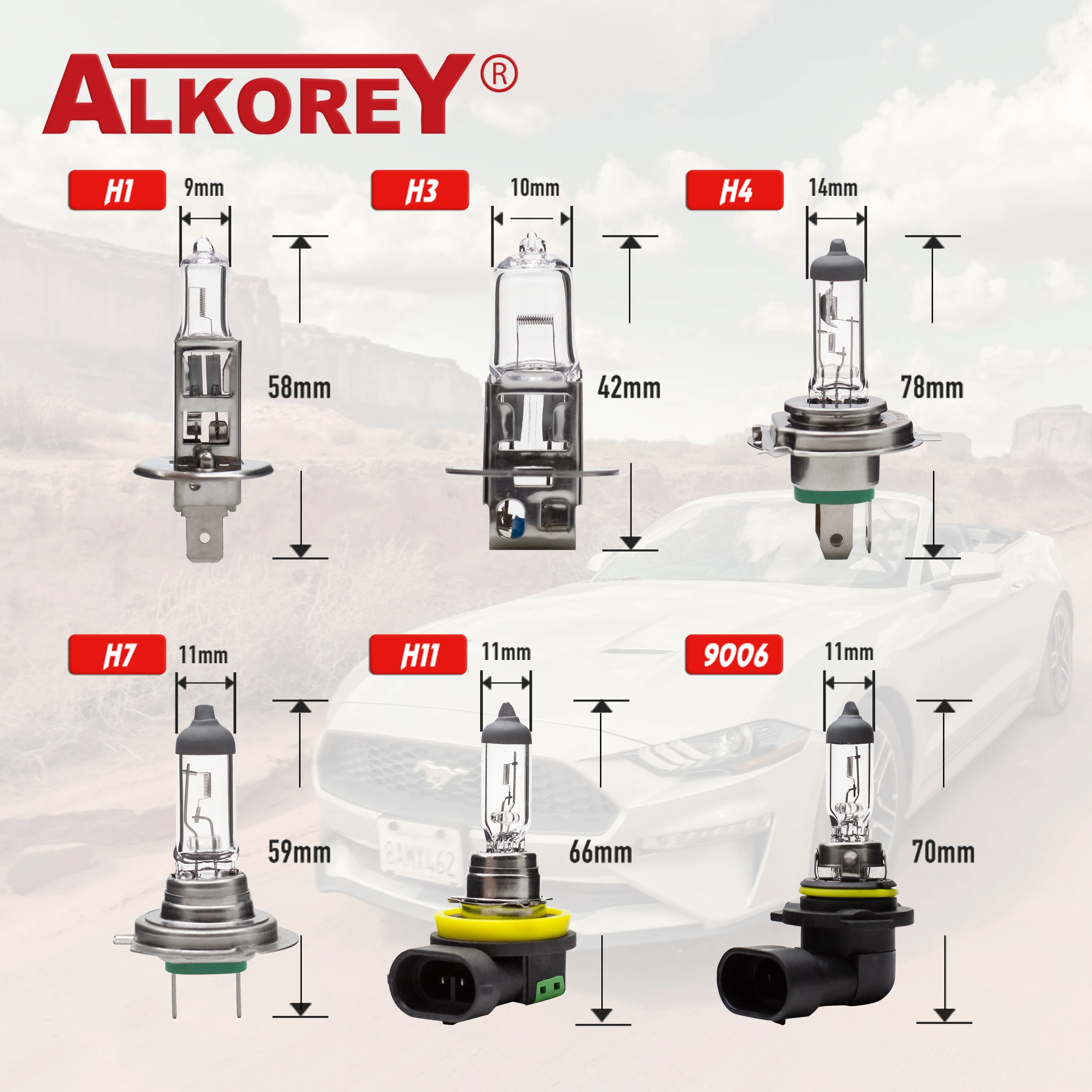 Alkorey 2 pçs h7 12v 55w px26d limpar lâmpadas do farol automóvel branco quente 3350k luzes de nevoeiro do carro lâmpadas de halogéneo