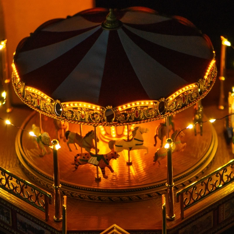 Big Size Rotating Vintage Carousel music box With Led Lights Gift For Her Girls Birthday Christmas Day 5