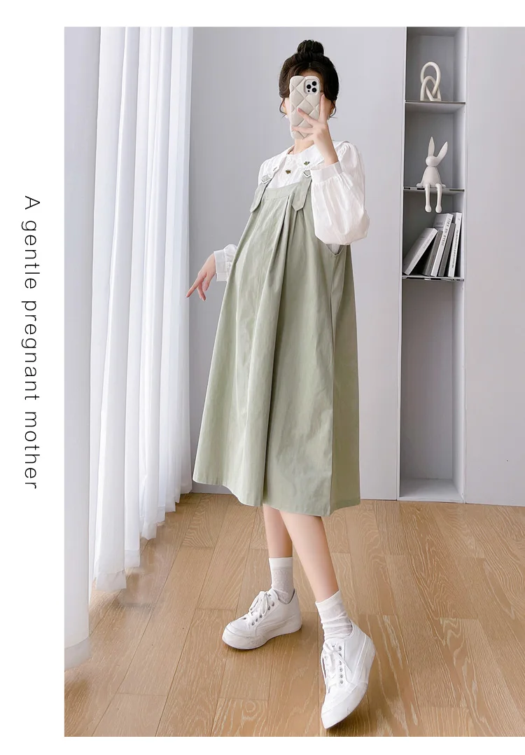 E75649# Maternity Clothes Suspender Plus Size Korean New In Matching Sets Maternity Dress Set